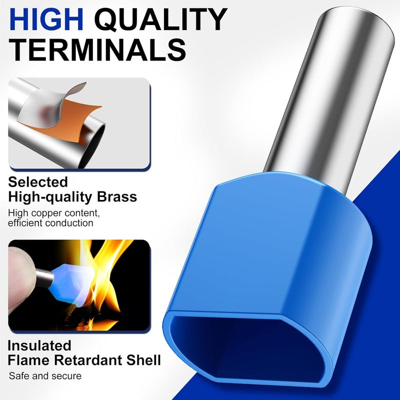 Preciva 800PCS Double Wire Ferrule Kit - Dual Barrel Ferrules Connectors for AWG 22-7, Ideal for Electrical, Industrial, and DIY Projects - Image 4